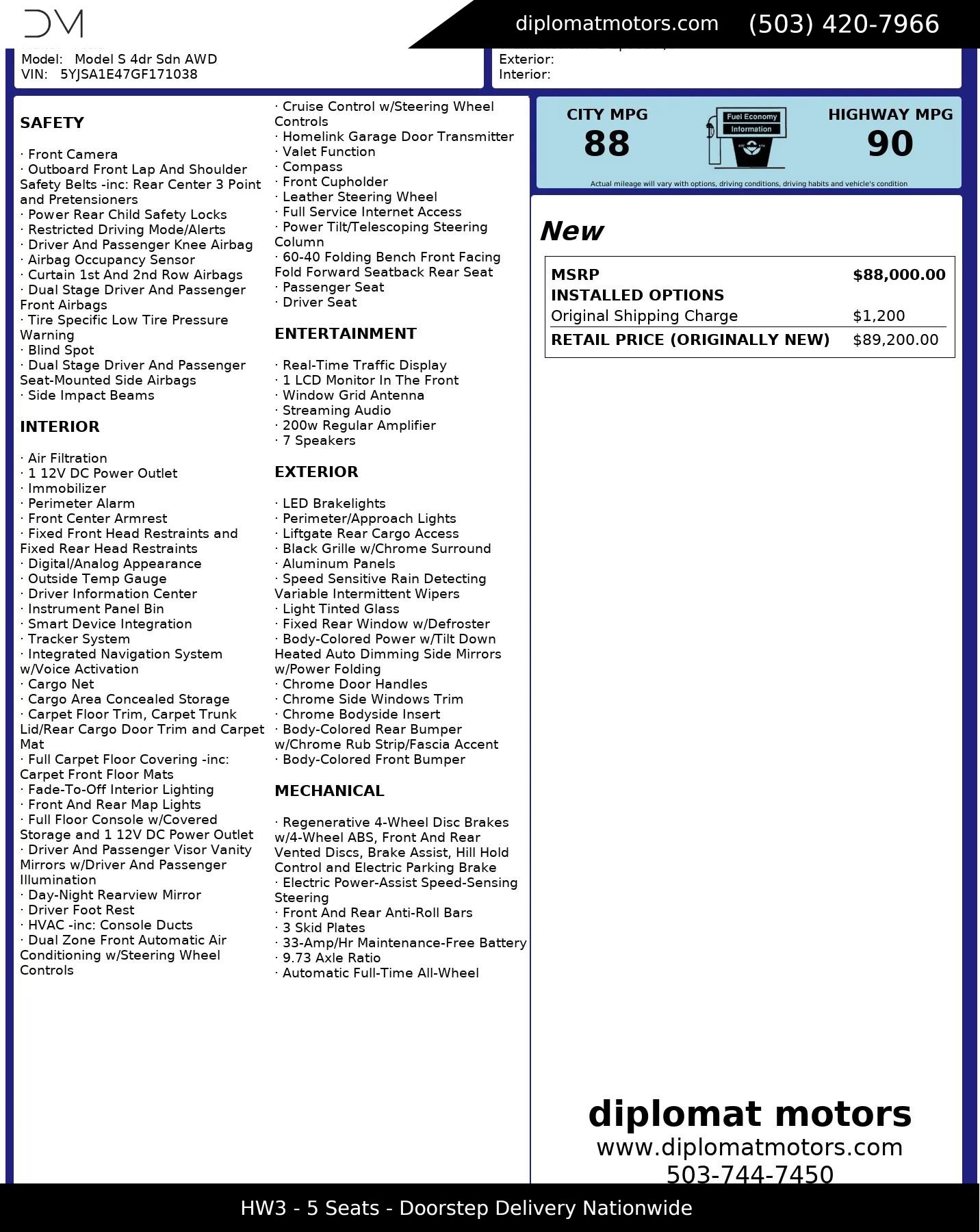 Used 2016 Tesla Model S P100D AWD/4WD image 2