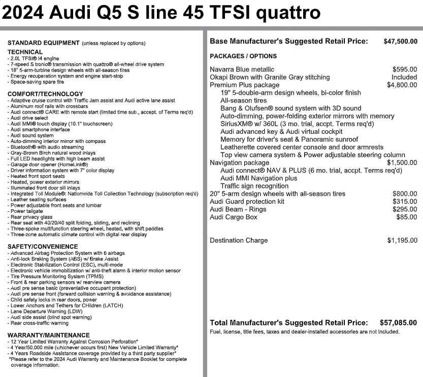 Used 2024 Audi Q5 2.0T Premium Plus w/ Premium Plus Package AWD/4WD image 3