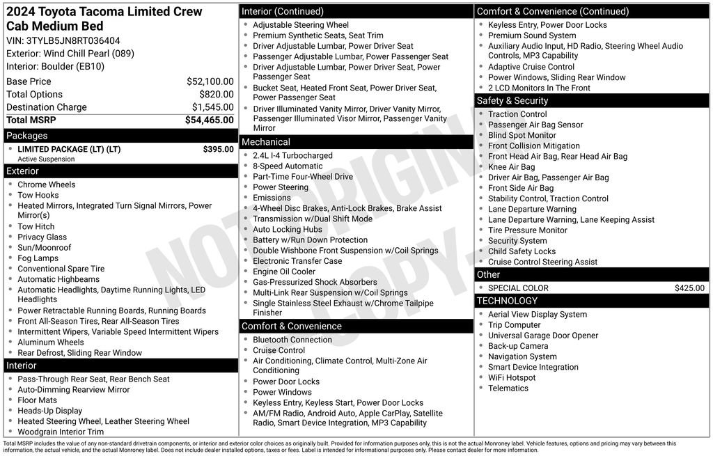 Used 2024 Toyota Tacoma Limited w/ Limited Package (LT) AWD/4WD image 7