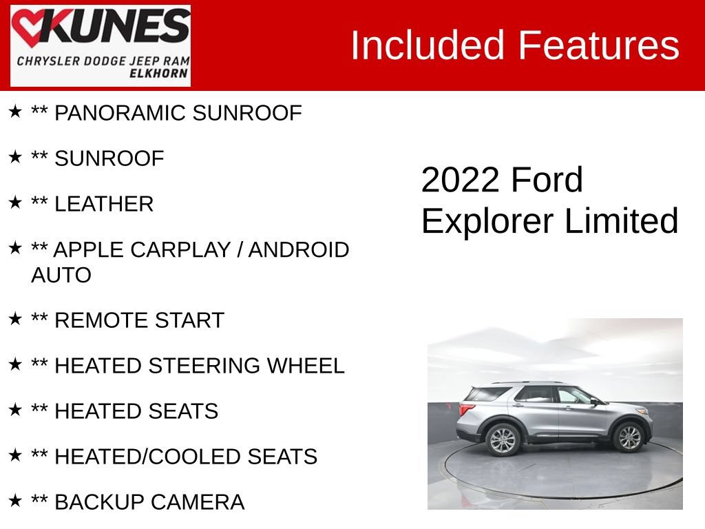 Used 2022 Ford Explorer Limited w/ Equipment Group 301A AWD/4WD image 3