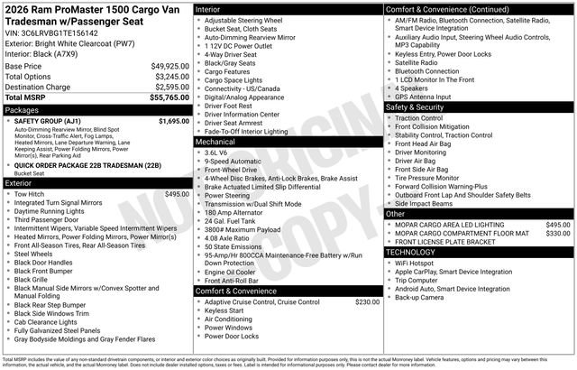 New 2026 RAM ProMaster 1500 w/ Safety Group FWD image 32