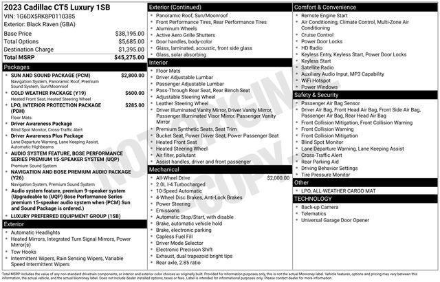 Certified 2023 Cadillac CT5 Luxury w/ Sun And Sound Package AWD/4WD image 6