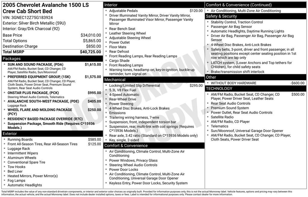 Used 2005 Chevrolet Avalanche LS w/ Sun And Sound Package RWD image 4