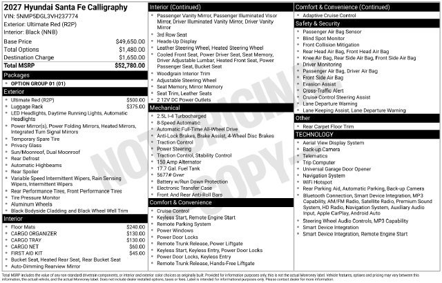 New 2027 Hyundai Santa Fe Calligraphy AWD/4WD image 27