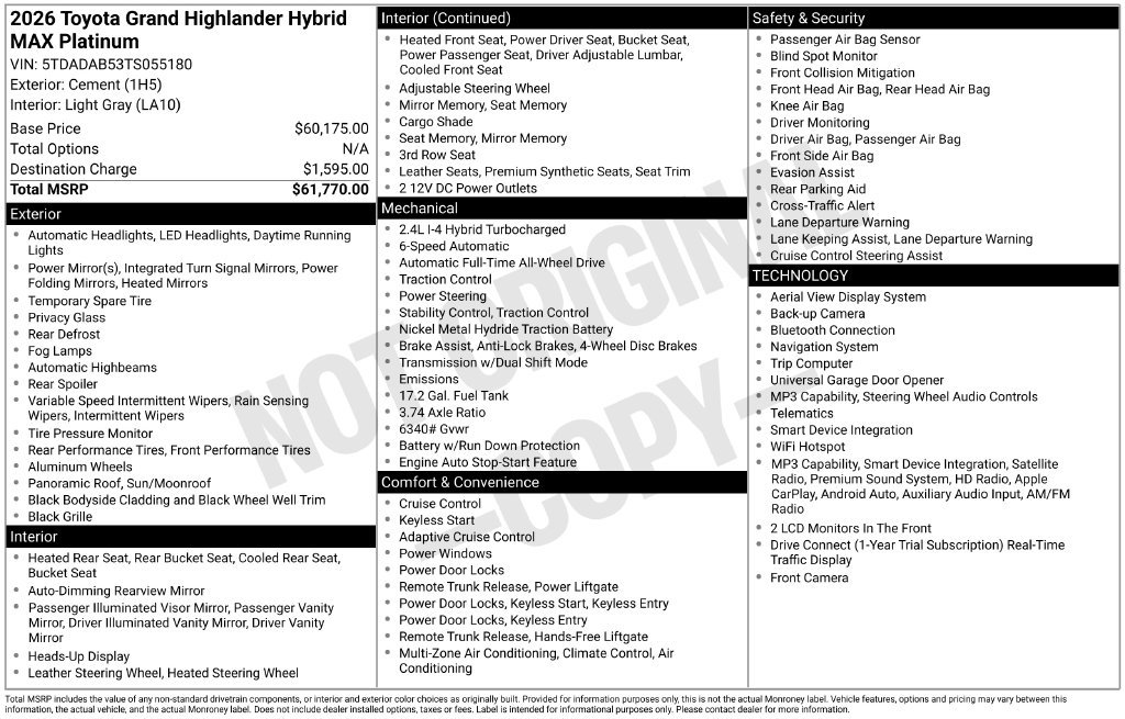 Used 2026 Toyota Grand Highlander AWD Hybrid image 31