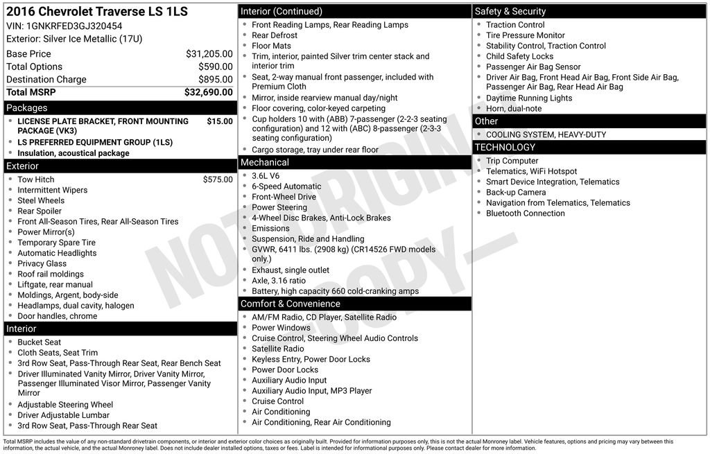Used 2016 Chevrolet Traverse LS image 51