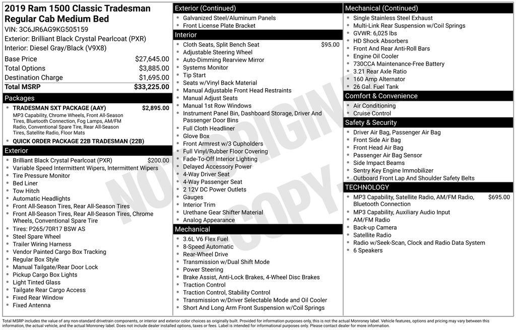 Used 2019 RAM 1500 Tradesman w/ Tradesman SXT Package RWD image 7