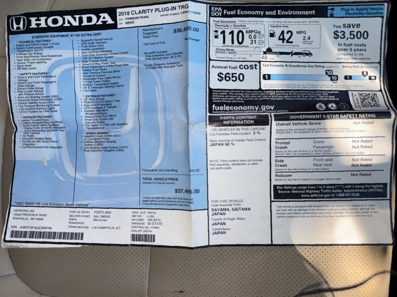 Used 2018 Honda Clarity Touring image 3