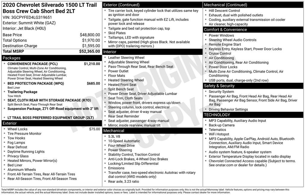 Used 2020 Chevrolet Silverado 1500 LT Trail Boss w/ Convenience Package AWD/4WD image 38