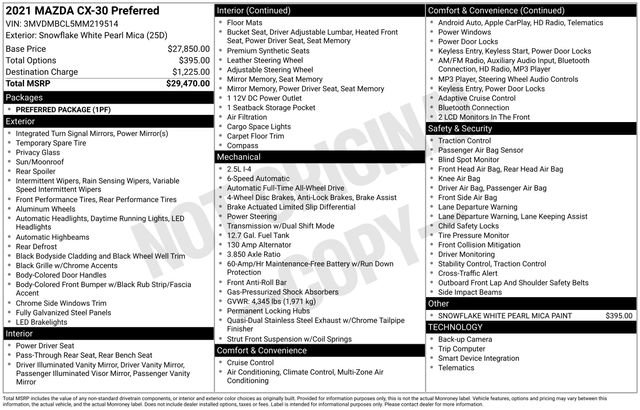 Certified 2021 MAZDA CX-30 AWD 2.5 S w/ Preferred Package image 6