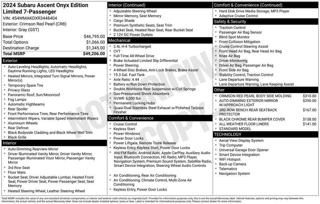 Used 2024 Subaru Ascent Onyx Edition Limited image 6