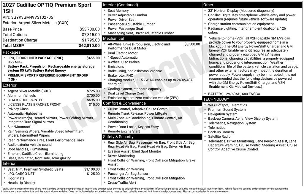 New 2027 Cadillac Optiq Premium Sport w/ LPO, Floor Liner Package AWD/4WD image 28