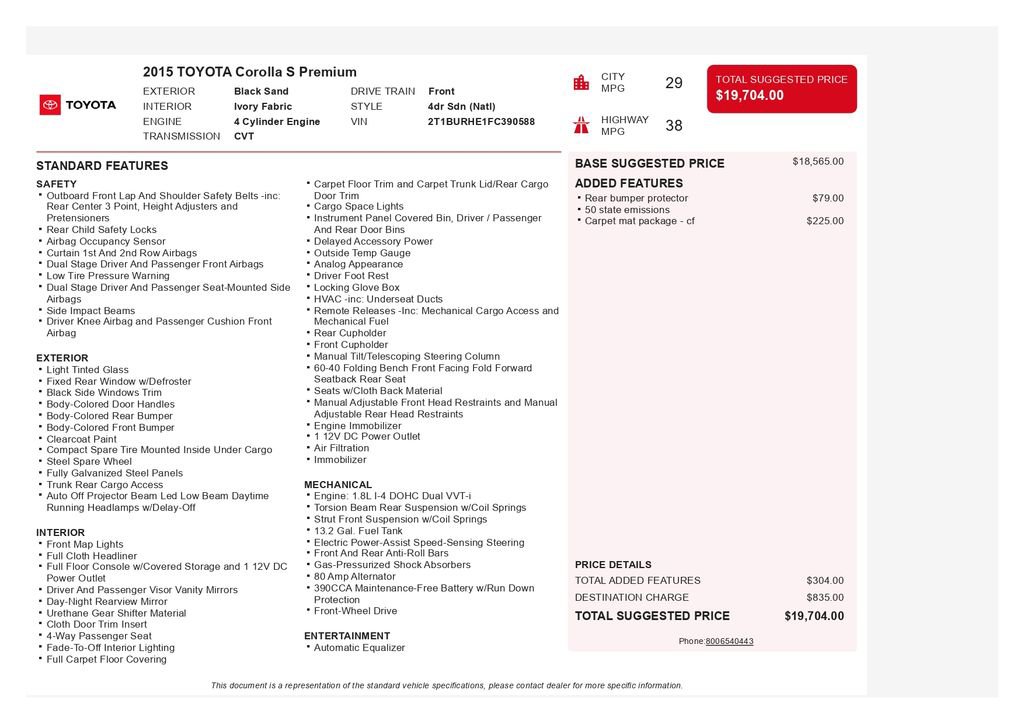 Used 2015 Toyota Corolla LE FWD image 3