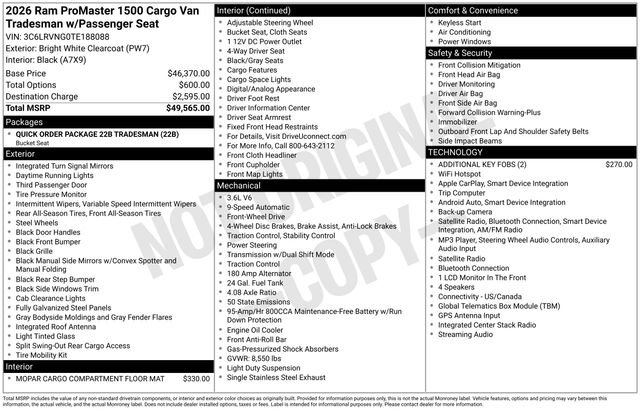 New 2026 RAM ProMaster 1500 FWD image 4