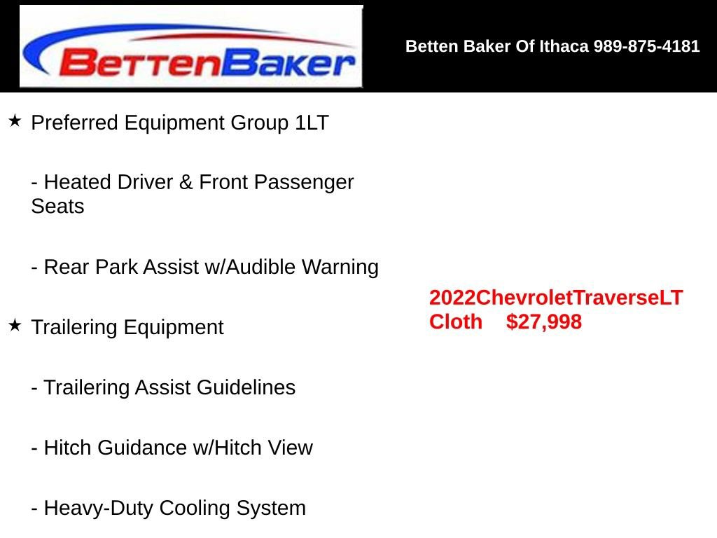 Used 2022 Chevrolet Traverse LT w/ LPO, Floor Liner Package image 4