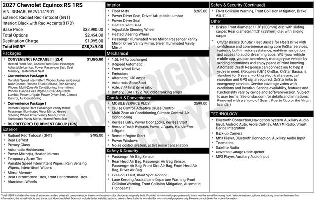 New 2027 Chevrolet Equinox RS w/ Convenience Package III FWD image 4
