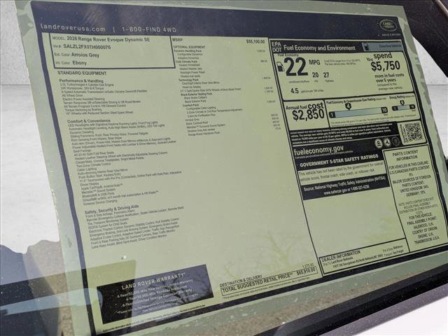 New 2026 Land Rover Range Rover Evoque Dynamic SE image 20
