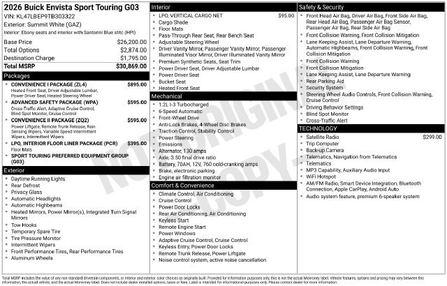 New 2026 Buick Envista Sport Touring w/ Convenience I Package FWD image 4