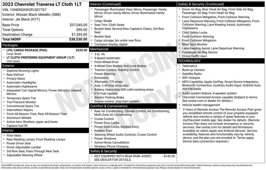 Used 2023 Chevrolet Traverse LT w/ LPO, Cargo Package FWD image 12