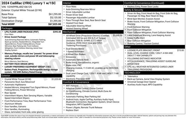 Certified 2024 Cadillac Lyriq Luxury w/ LPO, Floor Liner Package AWD/4WD image 34