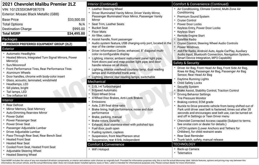 Used 2021 Chevrolet Malibu Premier FWD image 9