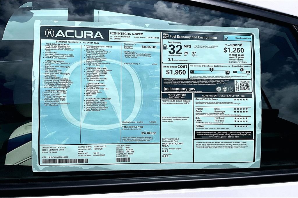 New 2026 Acura Integra A-Spec FWD image 30