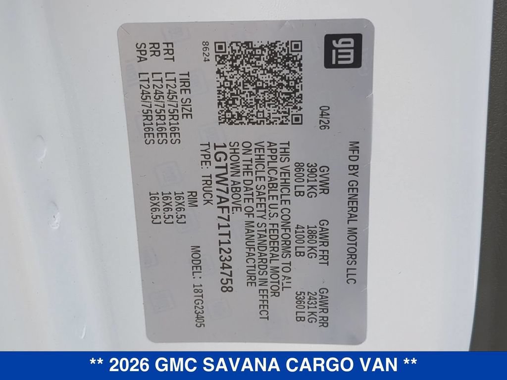 New 2026 GMC Savana 2500 w/ Chrome Appearance Package RWD image 22