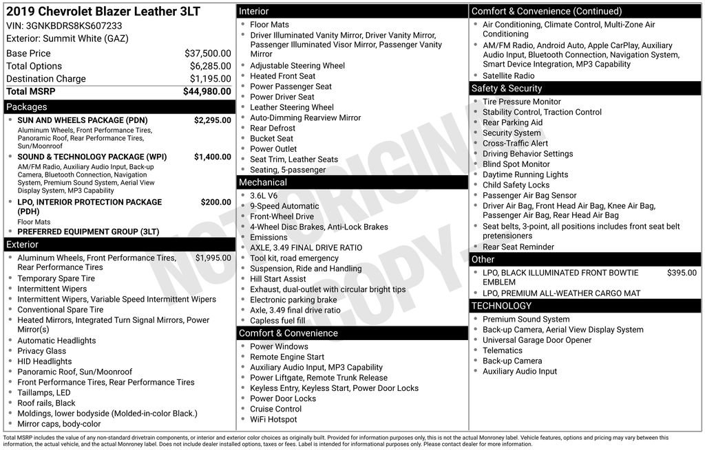 Used 2019 Chevrolet Blazer LT w/ Sun and Wheels Package FWD image 29