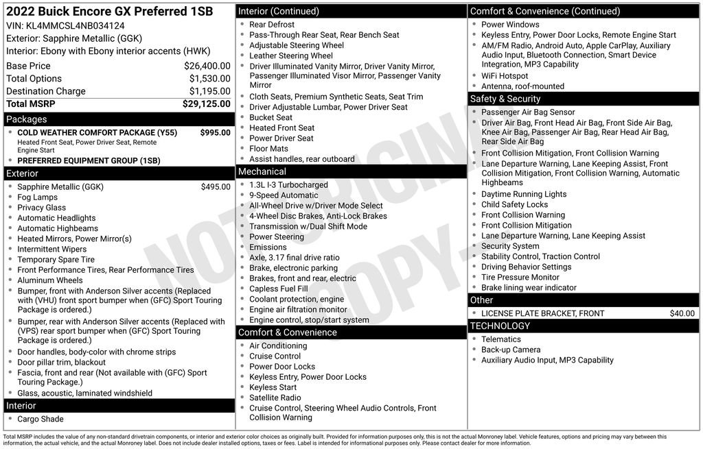 Used 2022 Buick Encore GX Preferred w/ Cold Weather Comfort Package image 2