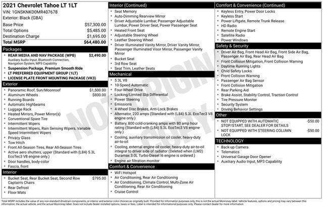 Certified 2021 Chevrolet Tahoe LT w/ Rear Media and Nav Package AWD/4WD image 32