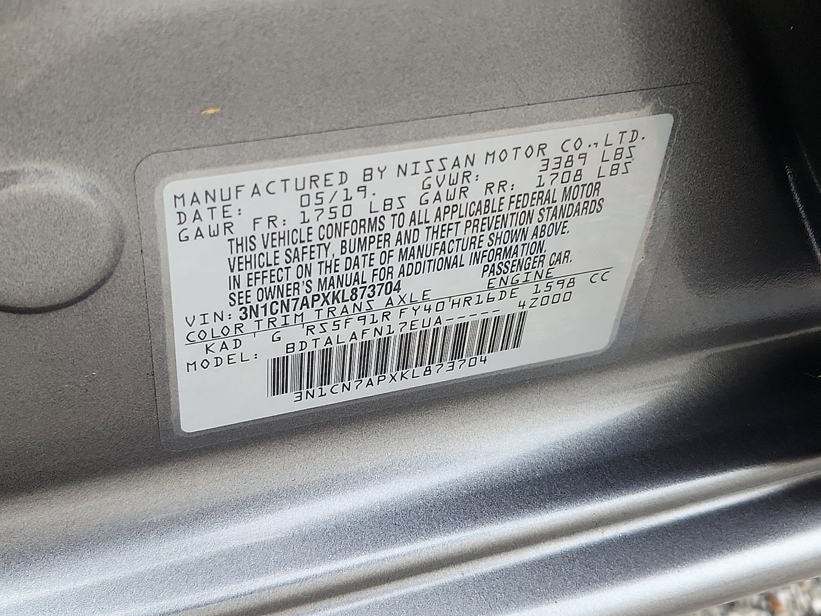 Used 2019 Nissan Versa S image 9