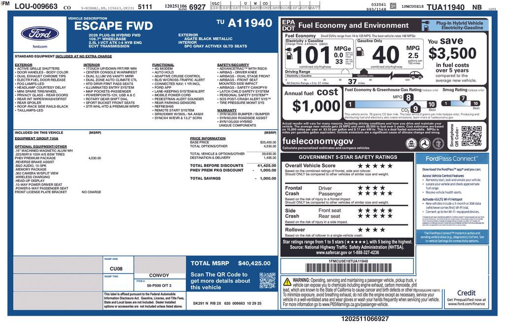 New 2026 Ford Escape SE w/ PHEV Premium Package FWD image 54