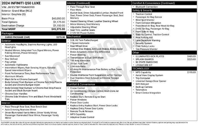 Certified 2024 INFINITI Q50 Luxe w/ Cargo Package RWD image 10