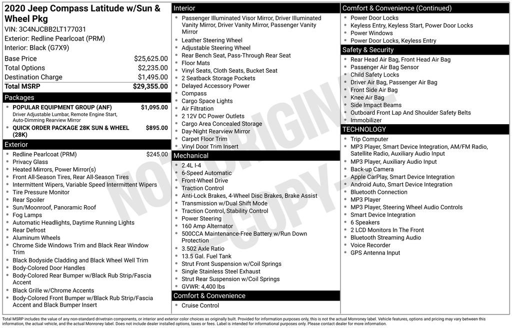 Used 2020 Jeep Compass Latitude w/ Popular Equipment Group FWD image 3
