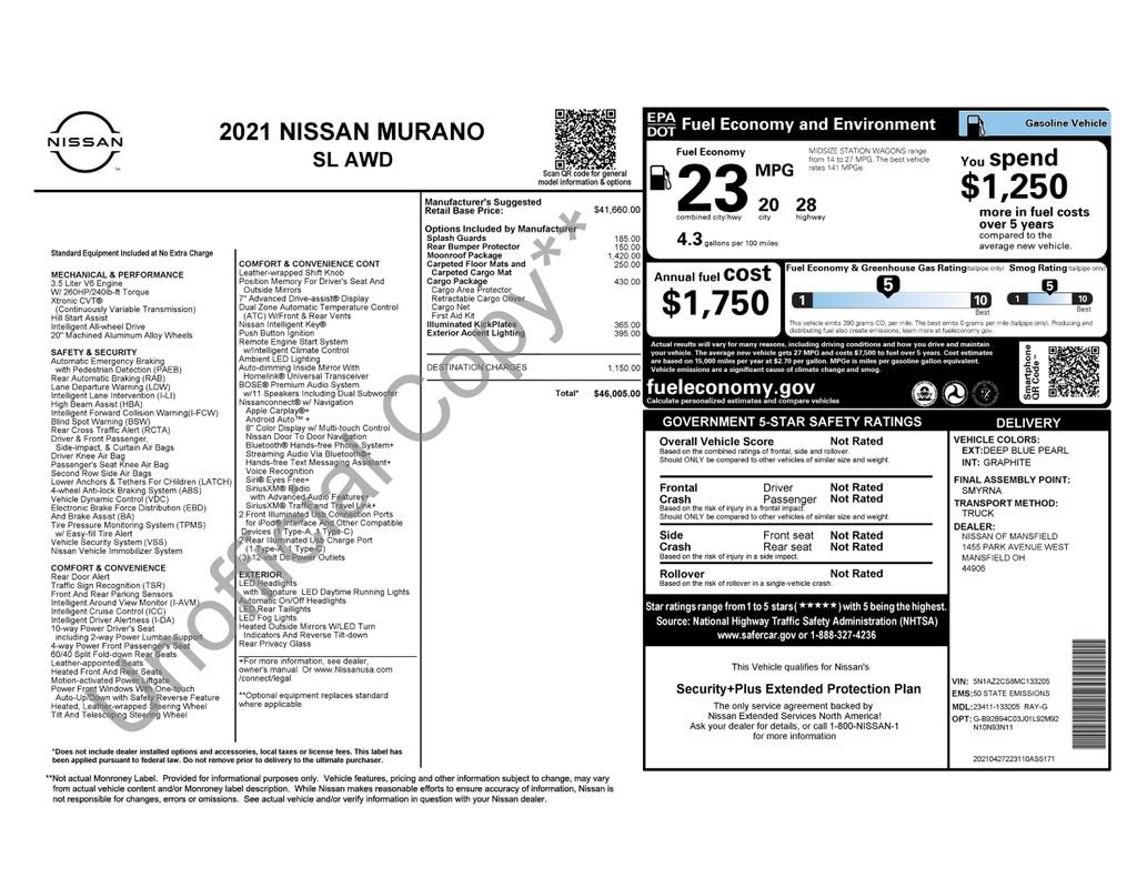 Used 2021 Nissan Murano SL w/ SL Moonroof Package image 35