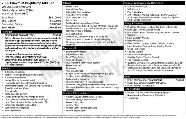 Used 2025 Chevrolet Brightdrop 600 w/ Power Door Package FWD image 28