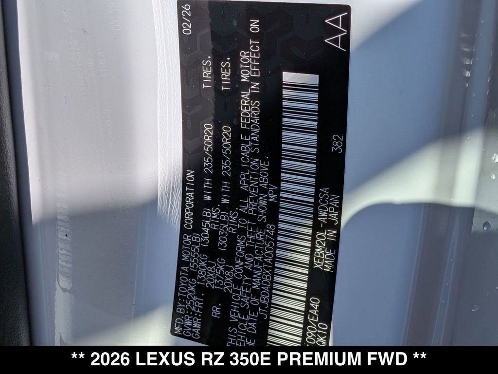 New 2026 Lexus RZ 350e 2WD w/ Technology Package image 18