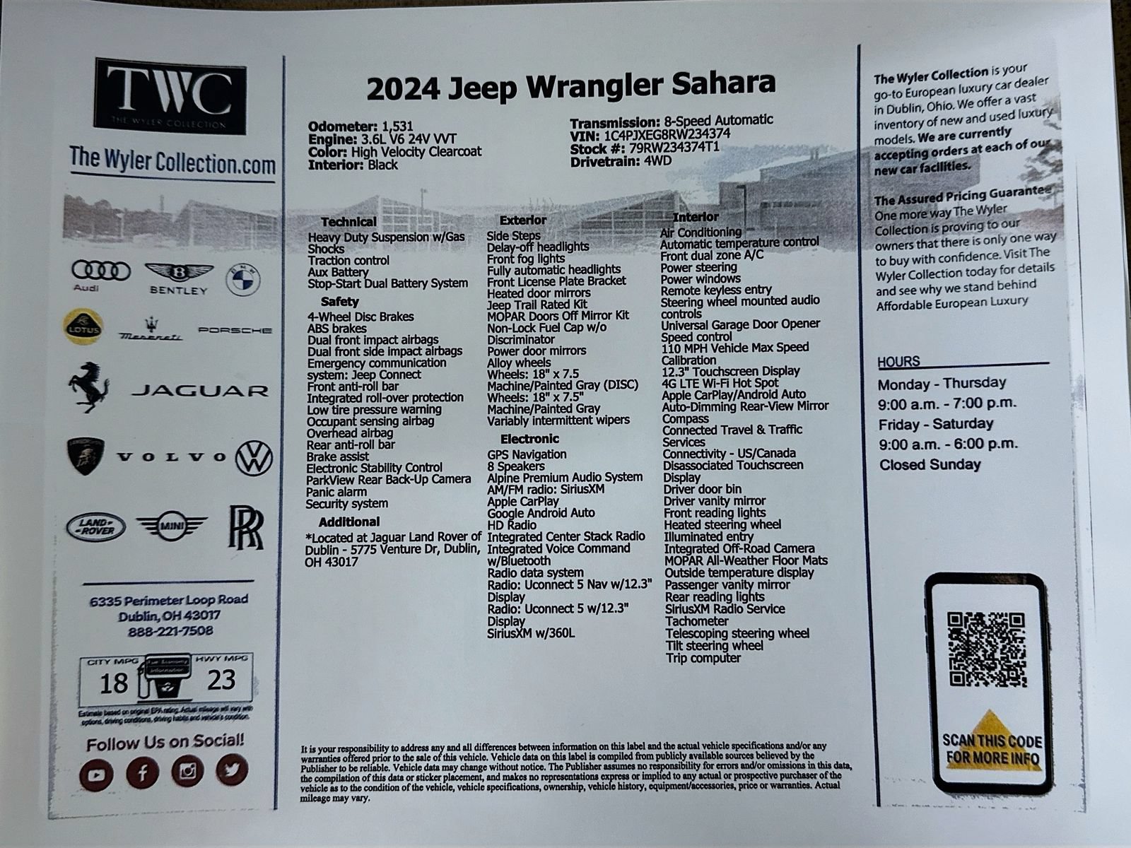 Used 2024 Jeep Wrangler Unlimited Sahara w/ Technology Group AWD/4WD image 47