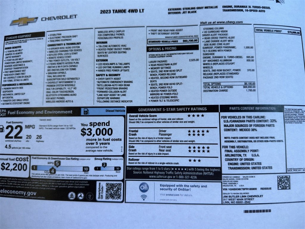 Used 2023 Chevrolet Tahoe LT w/ Luxury Package image 2