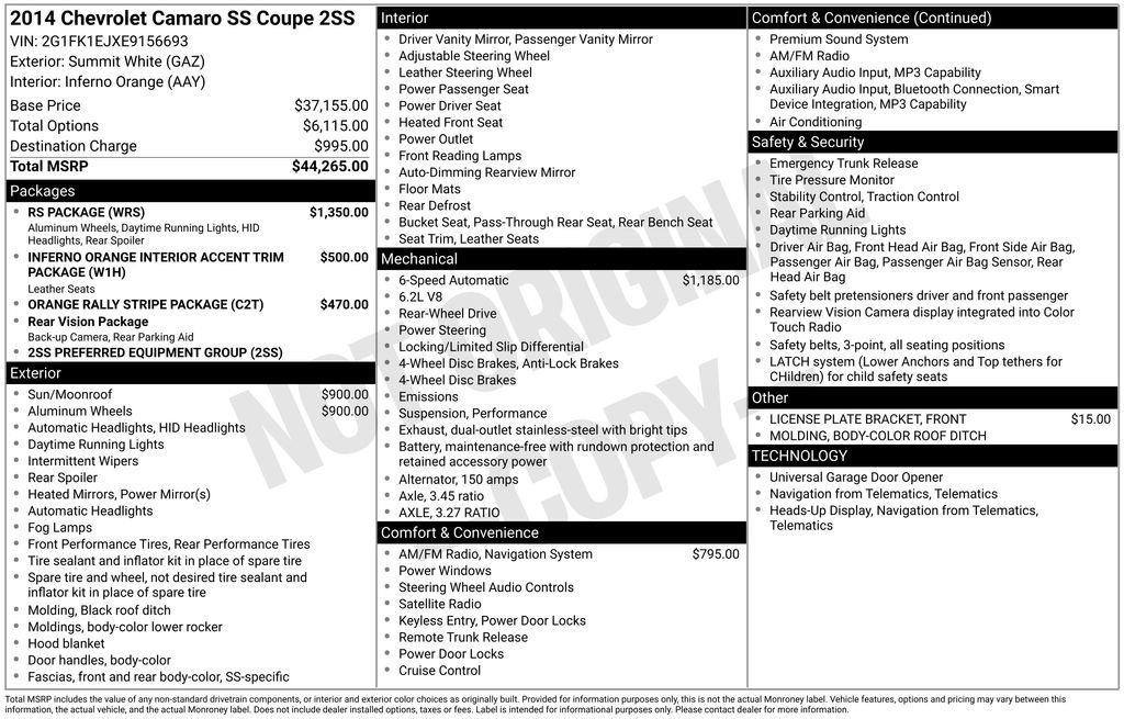 Used 2014 Chevrolet Camaro SS w/ RS Package RWD image 30