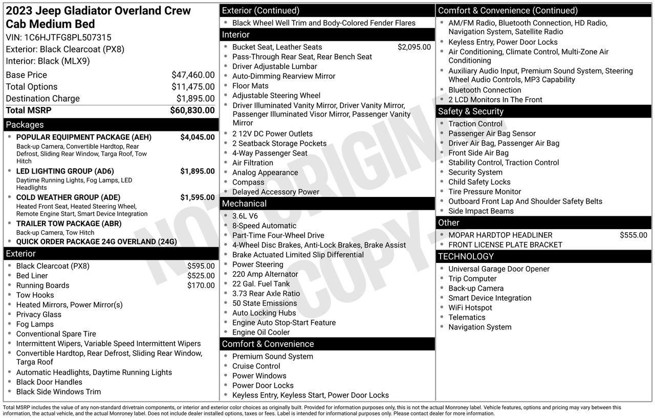 Used 2023 Jeep Gladiator Overland w/ Popular Equipment Package AWD/4WD image 26