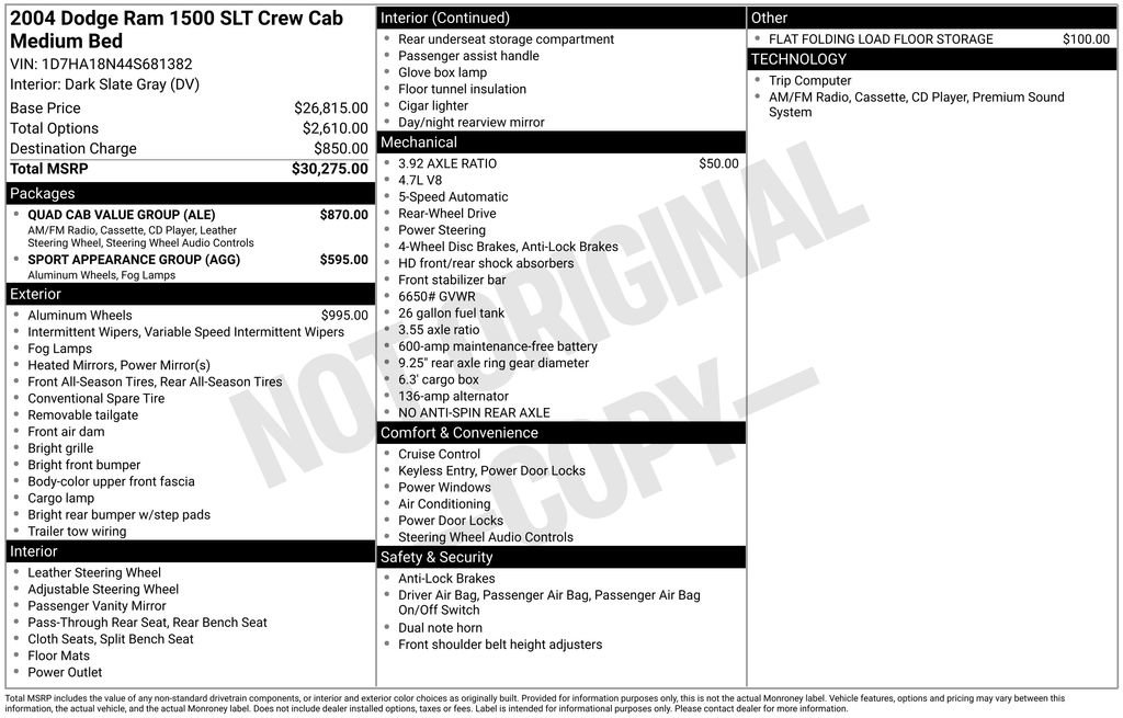 Used 2004 Dodge Ram 1500 Truck SLT w/ Quad Cab Value Group image 6