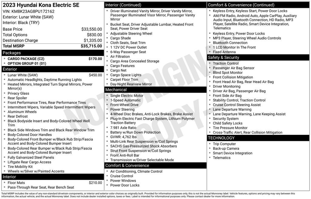 Used 2023 Hyundai Kona SE w/ Cargo Package FWD image 40