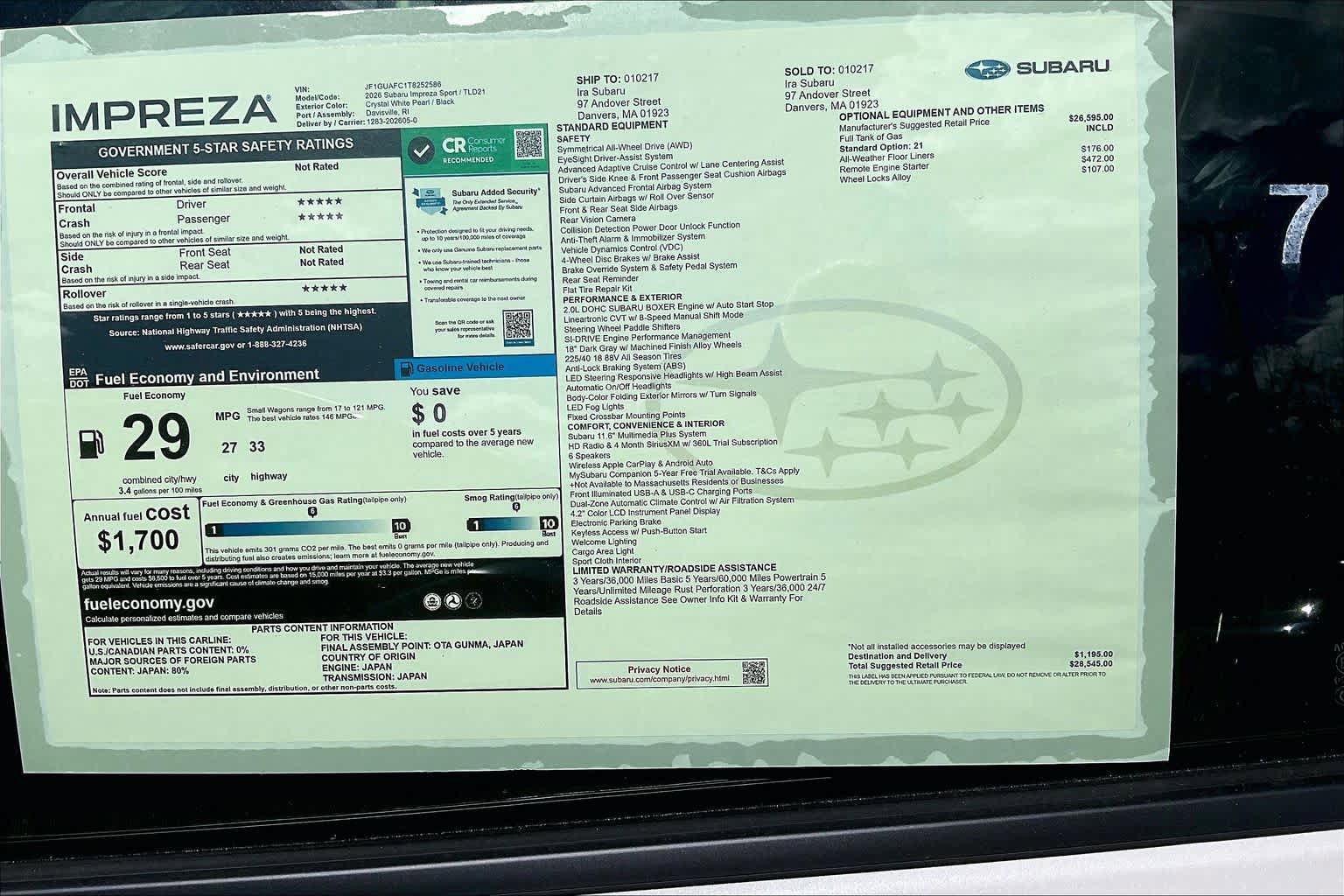 New 2026 Subaru Impreza 2.0i Sport AWD/4WD image 18