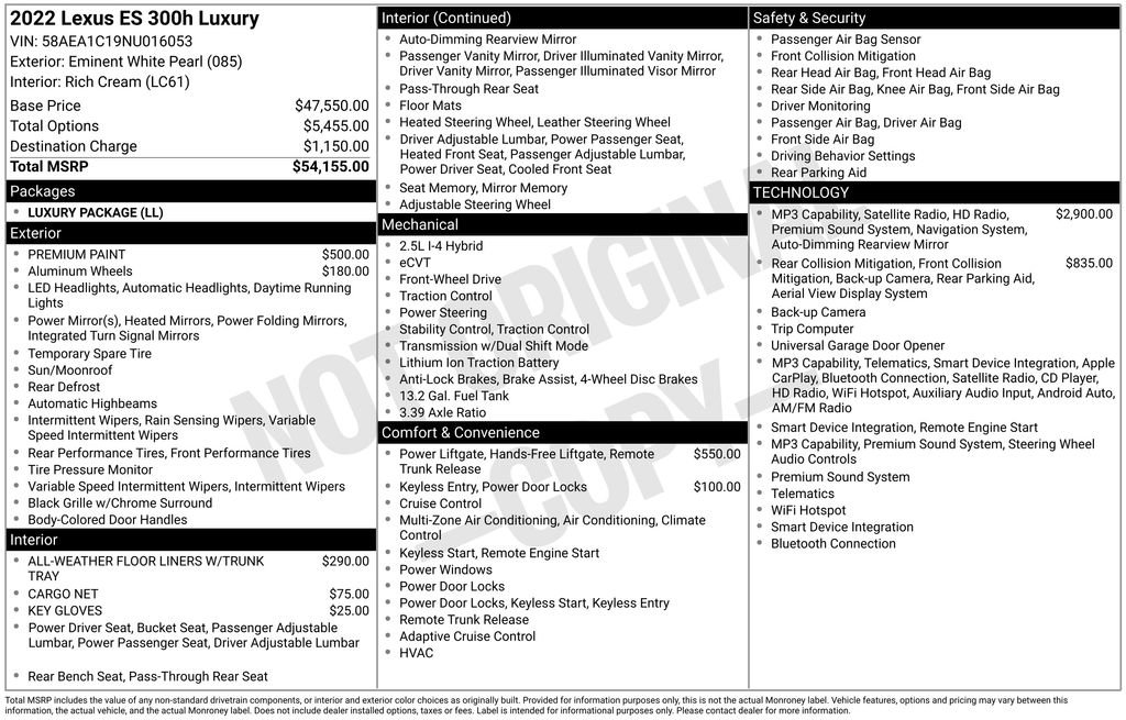 Used 2022 Lexus ES 300h w/ Luxury Package FWD image 8