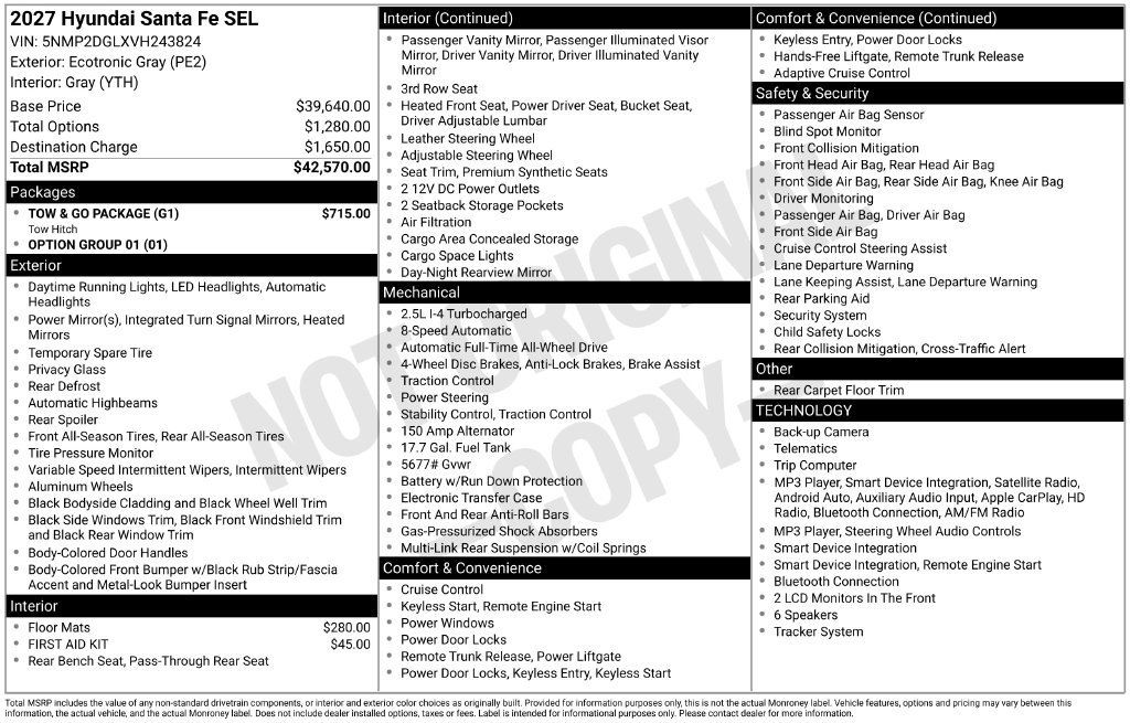 New 2027 Hyundai Santa Fe SEL w/ Tow & Go Package AWD/4WD image 27