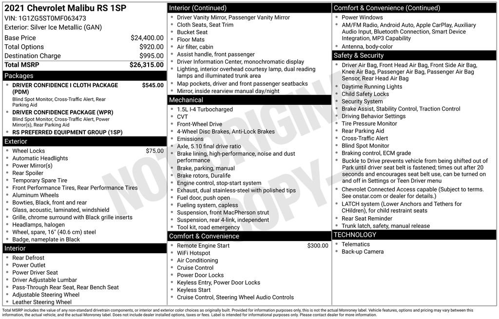 Certified 2021 Chevrolet Malibu RS image 7