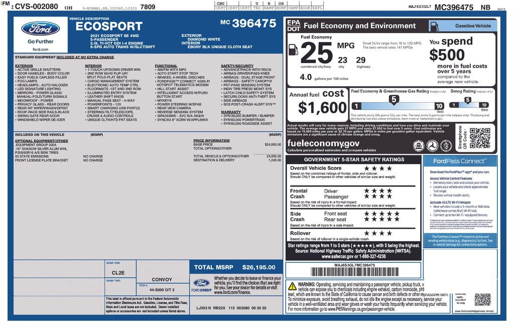 Used 2021 Ford EcoSport SE AWD/4WD image 5