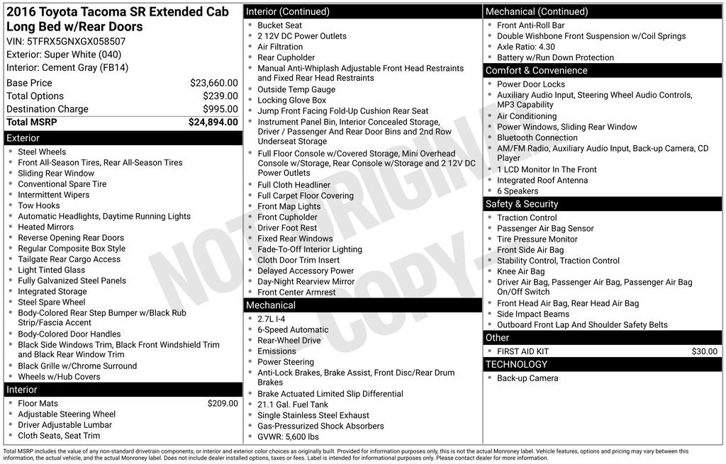Used 2016 Toyota Tacoma SR image 29