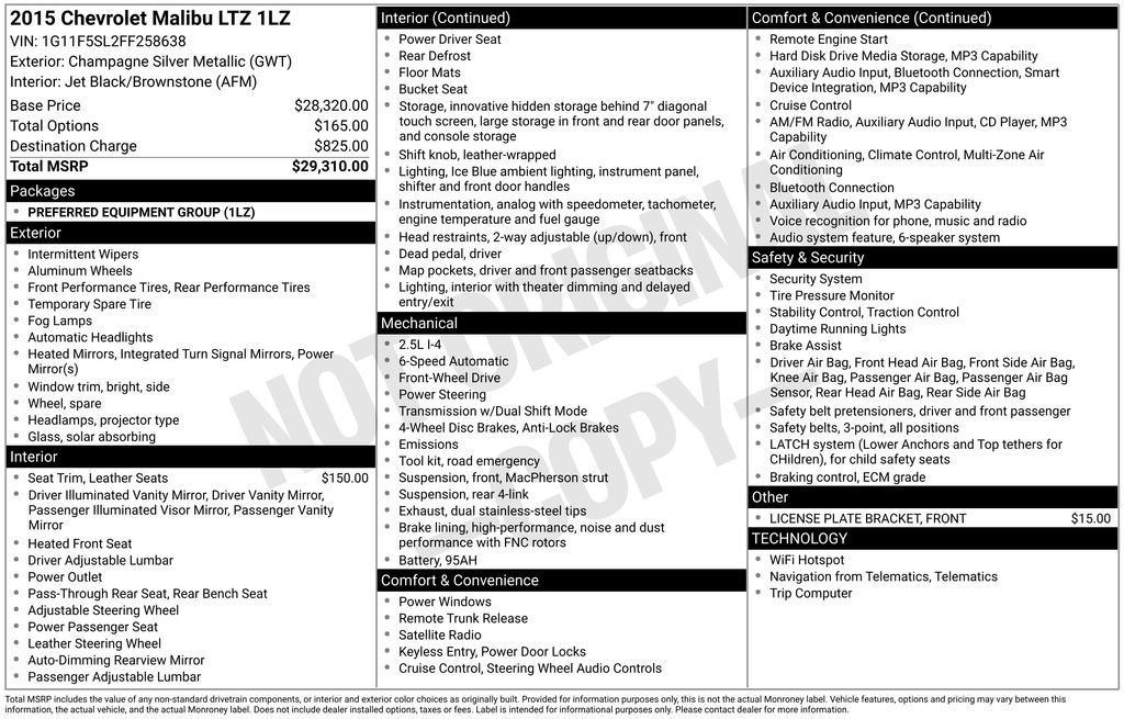 Used 2015 Chevrolet Malibu LTZ image 4